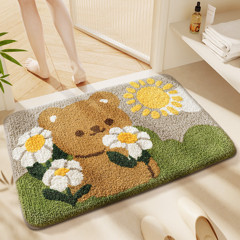 Cartoon Cute Small Animal Cashmere Floor Mat Bedroom Decoration Cold-Proof Floor Mat Bathroom Absorb