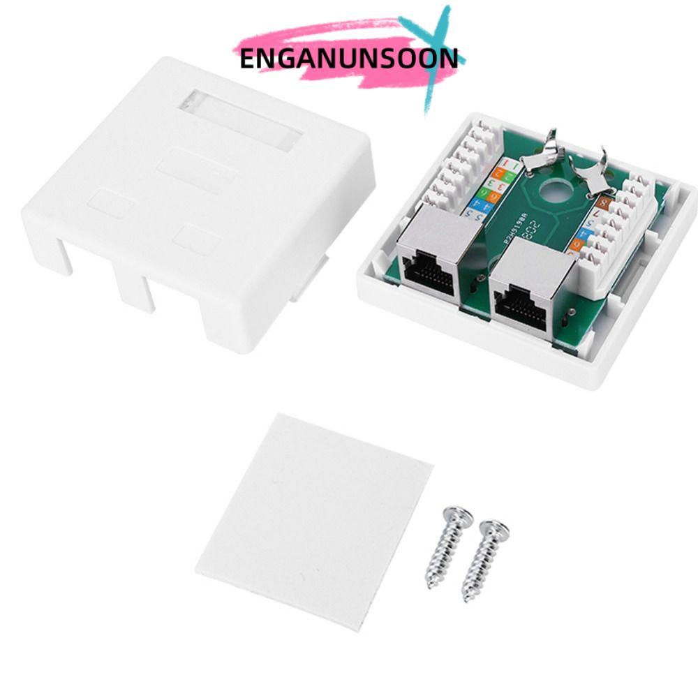 Hộp gắn bề mặt ENGANUNSOON, Hộp gắn 2 cổng Cat 5e Shield RJ45-8P8C, Dễ dàng gắn với vít và băng keo 
