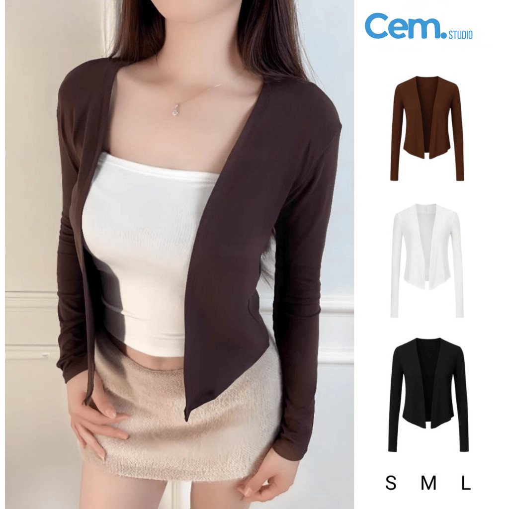 Áo khoác Cardigan dáng dài tà xéo chất cotton mịn bacsic CEM dễ phối đồ A55