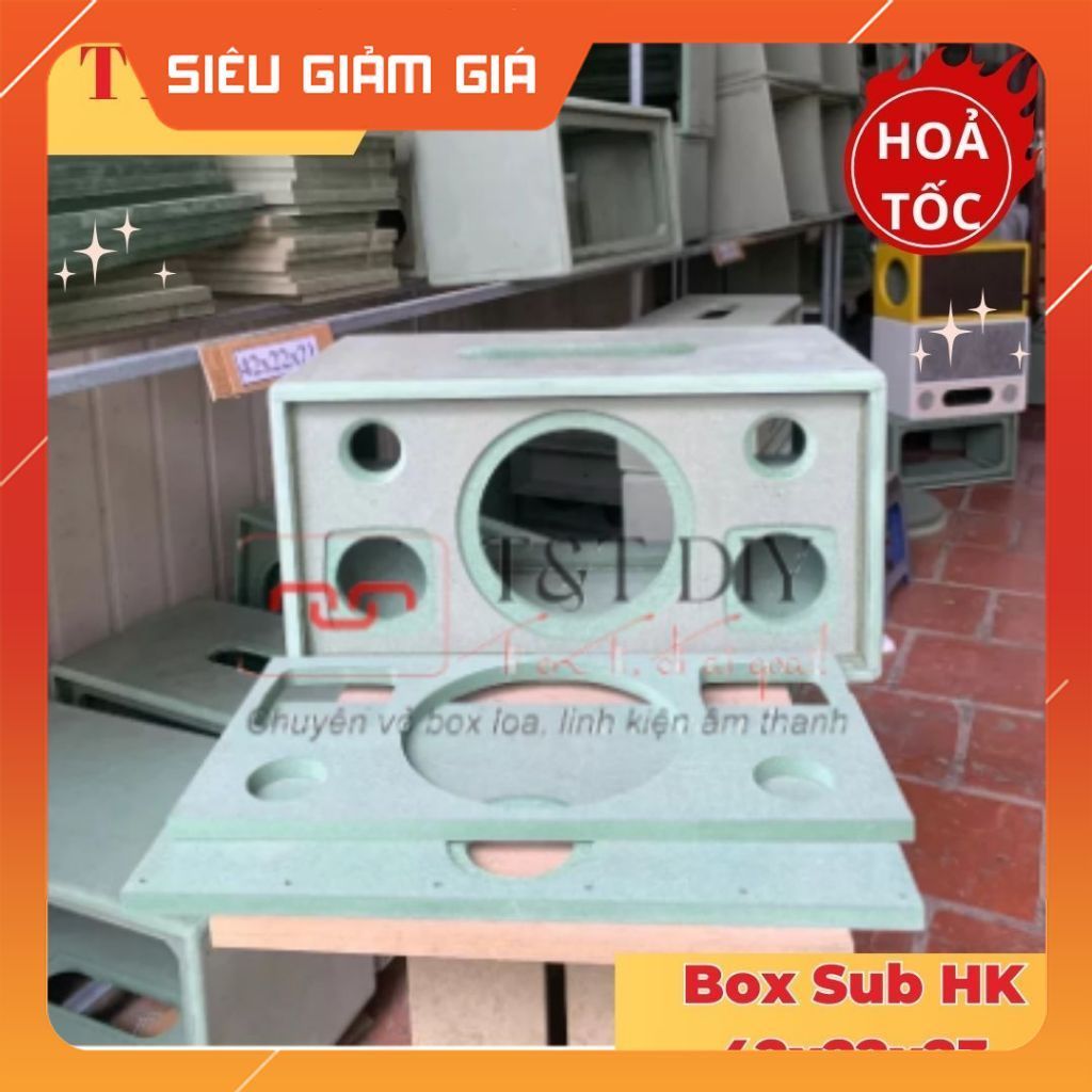 Mẫu Vỏ Thùng Loa Thô, Vỏ Box 2.1 KT 42x22x23 Sud HK, Mid BB3, treble 38