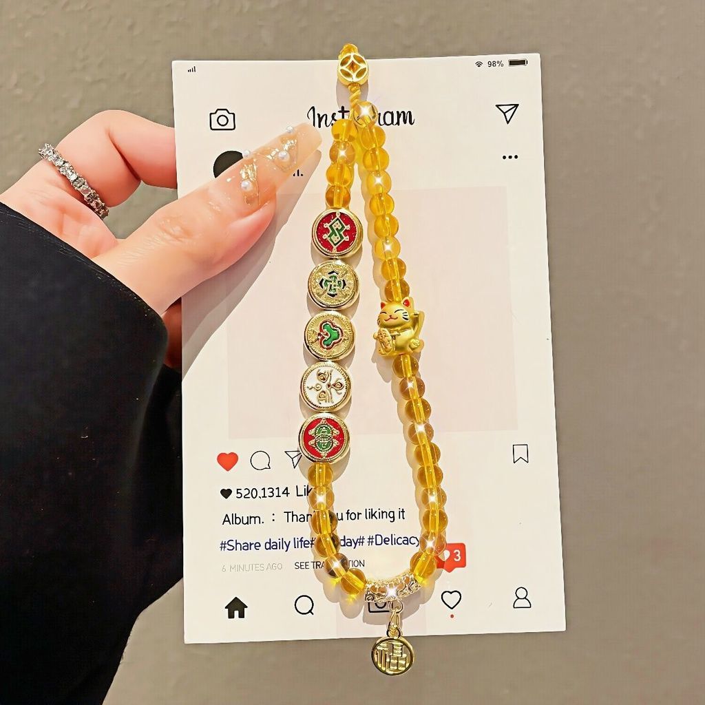 Phong Cách Trung Quốc Mới May Mắn Năm Chiều Thần Tài Liên Kết Điện Thoại Di Động Mạnh Bền Dây Treo M