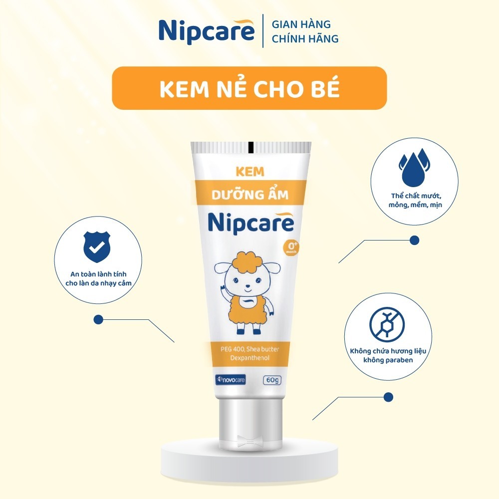 Kem dưỡng ẩm Novocare Nipcare 60g- kem nẻ cho bé da khô, nứt nẻ, chàm sữa, viêm da cơ địa