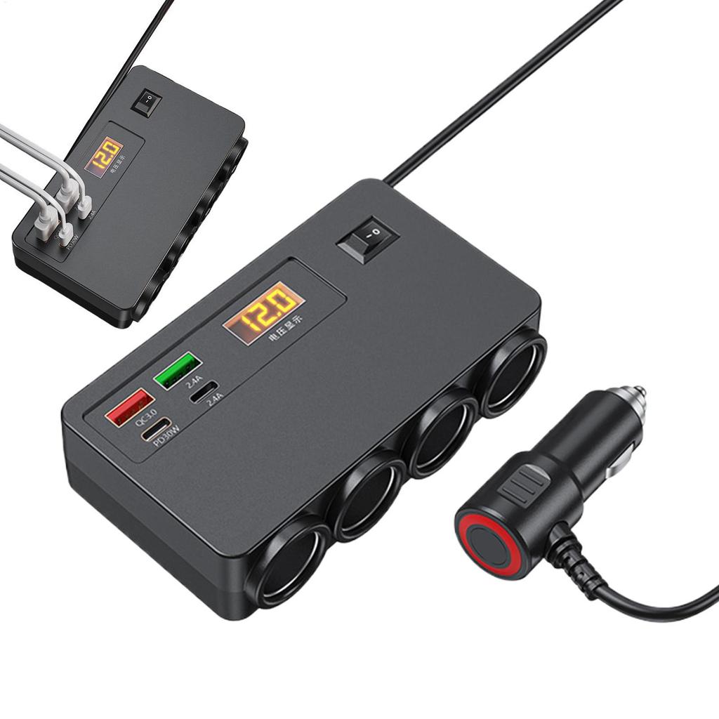 Car USB Charger Multi Port Voltage Display Multi Car Charger Auto Power Splitter Portable Auto Charg