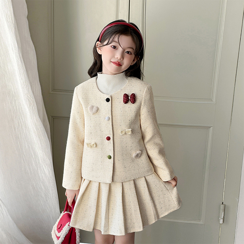 Bộ Quần Áo Trẻ Em Nhỏ Thơm Gió Công Chúa Gió Phù Hợp Với Lông Cừu Nặng Mùa Đông Phù Hợp Với Bé Gái Q