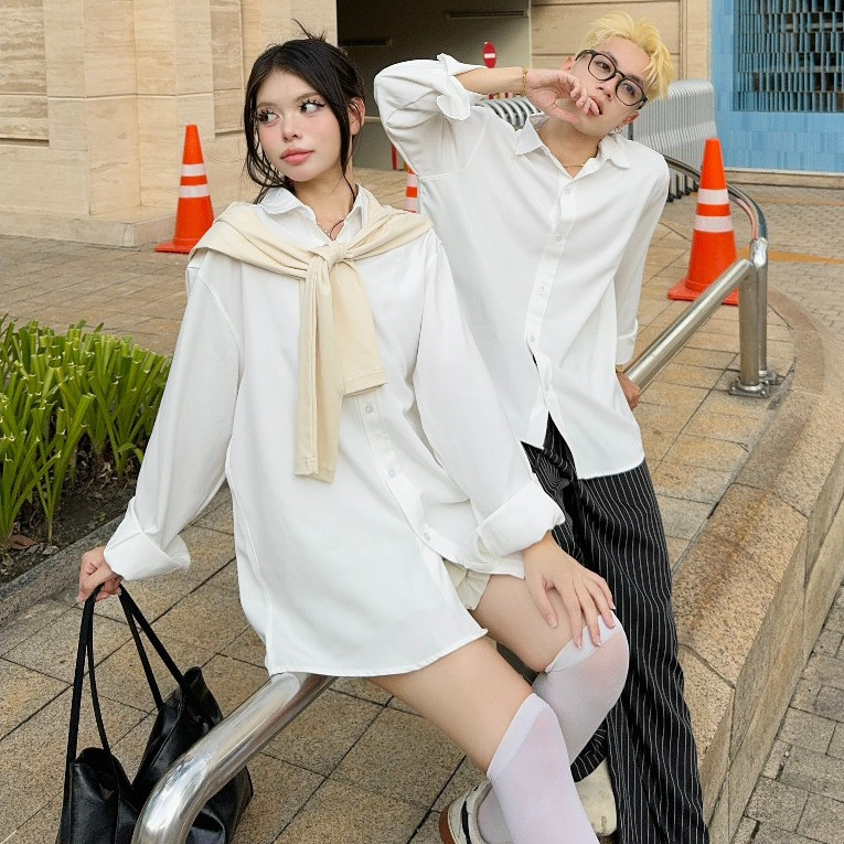 [DEAL SỐC ] AB HOUSE - Áo sơ mi tay dài trắng thời trang nam nữ