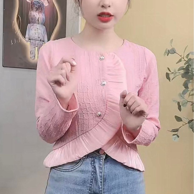 Áo Sơ Mi Tay Dài Nữ Lamo Design Áo SơMi Nữ Thuyết Kế Phối Bèo Cài Nút xinh Vải Sốp Thời Trang Cao Cấ