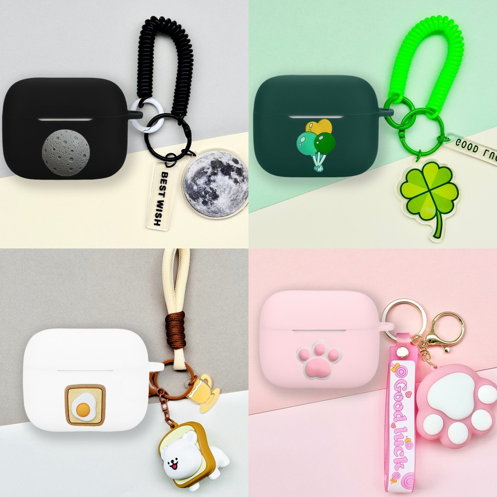 Case for iQOO TWS 5 Silicone Soft Case Cartoon Piggy Cute Cat Paw Keychain Pendant Suitable for iQOO