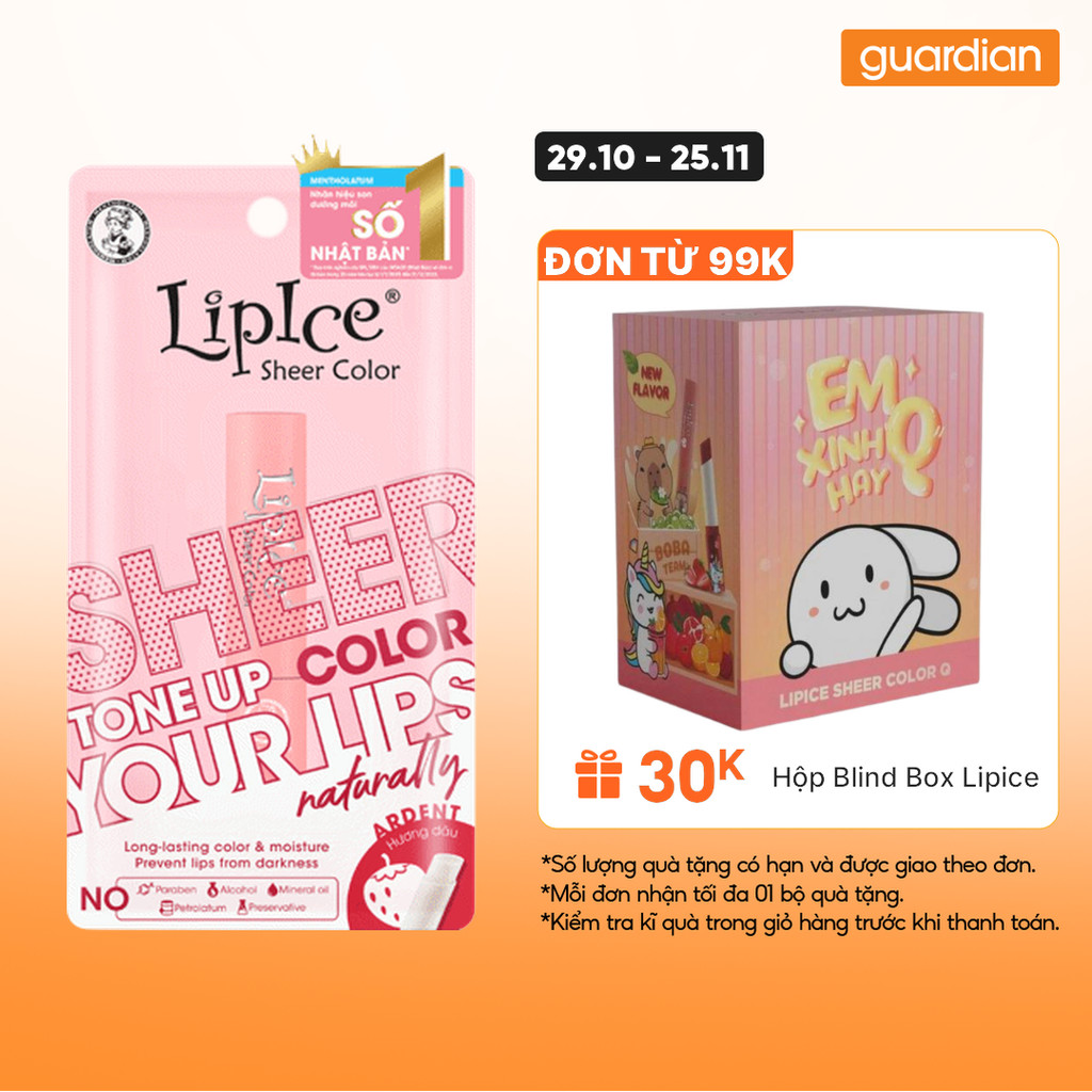 Son Dưỡng Lipice Sheer Color Ardent Hương Dâu 2,4Gr