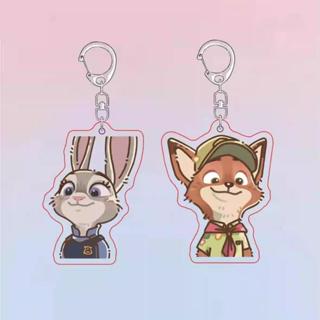  Mặt dây chuyền Zootopia Nick Fox Disney Hàng hóa Acrylic Judy Túi đi học có giá trị cao Móc khóa 