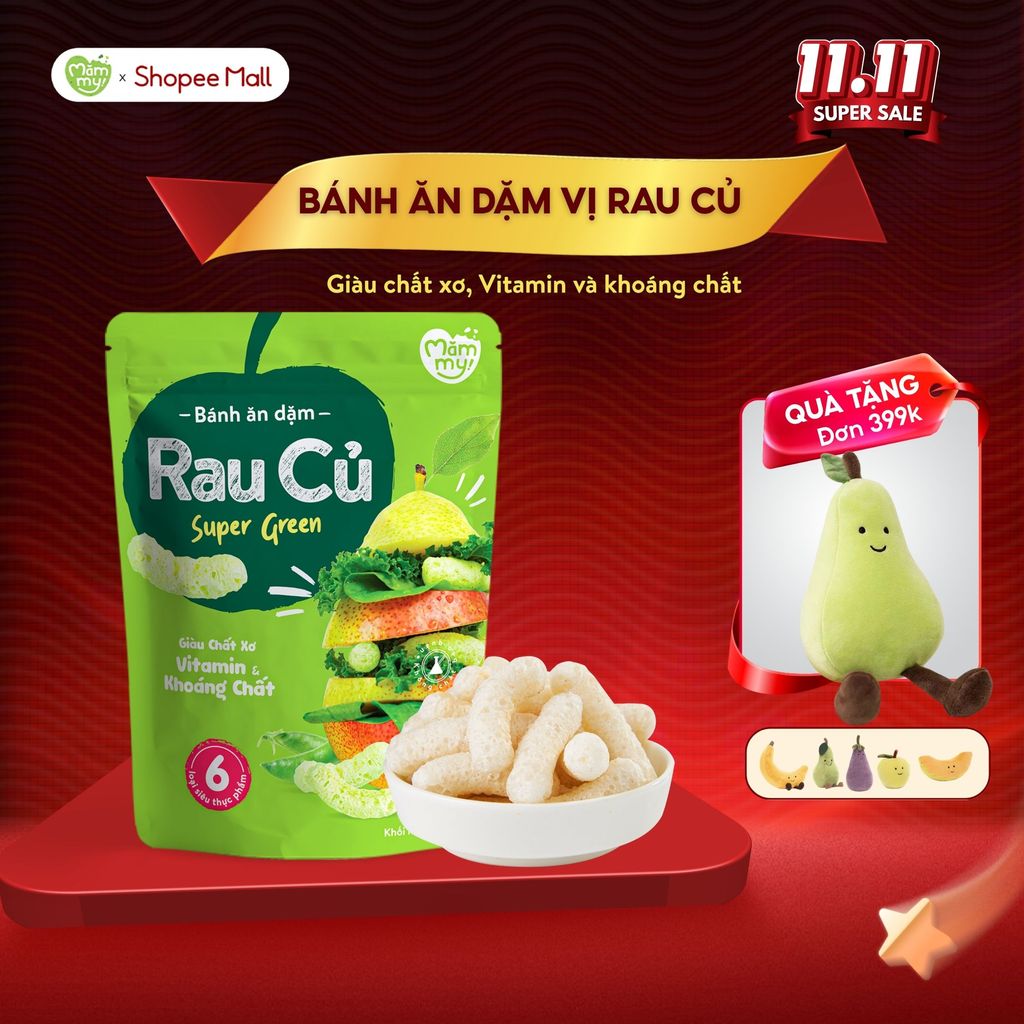 Bánh ăn dặm cho bé vị rau củ Mămmy giàu chất xơ, vitamin và khoáng chất, hình que ngắn - 25 gram