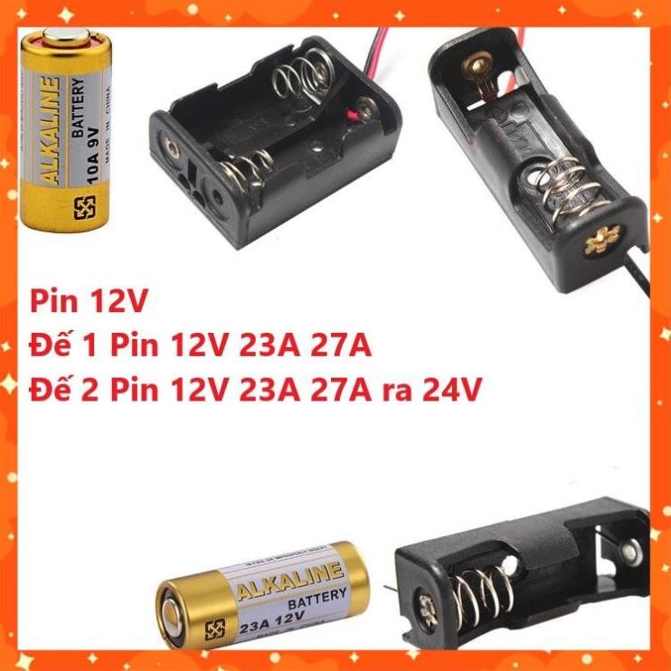 Đế 1 Pin 12V 23A 27A, Đế 2 Pin 12V 23A 27A ra 24V, Pin 12V 23A Dùng Cho Remote RF