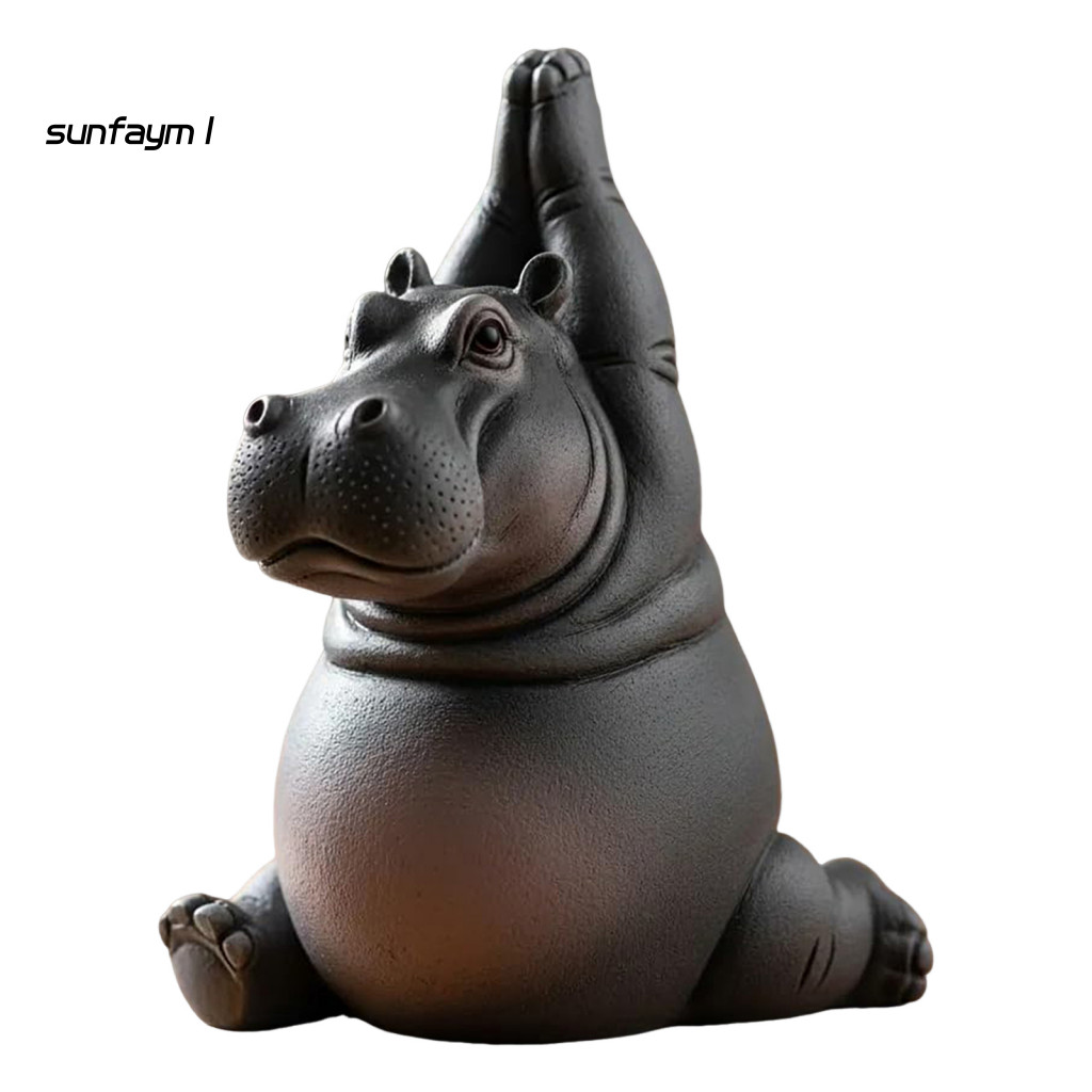 Tượng SUNFA Zen Hippo Charming Hippo Figurine Thủ công Zen Yoga Hippo Figurine để trang trí nội thất