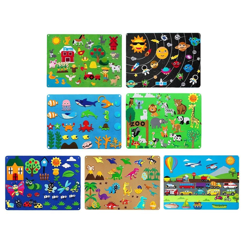 Diy Felt Board Đồ chơi Tập đi Montessori Story Board Họa tiết sớm Đồ chơi trang trại cho bé Hoạt hìn