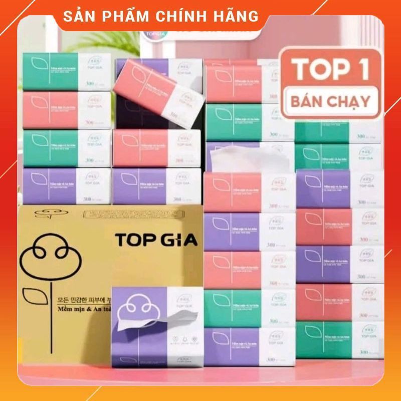 Thùng giấy ăn rút 46 Gói 3 màu cao cấp Top Gia 4 lớp dày dặn,dai mịn cho bé