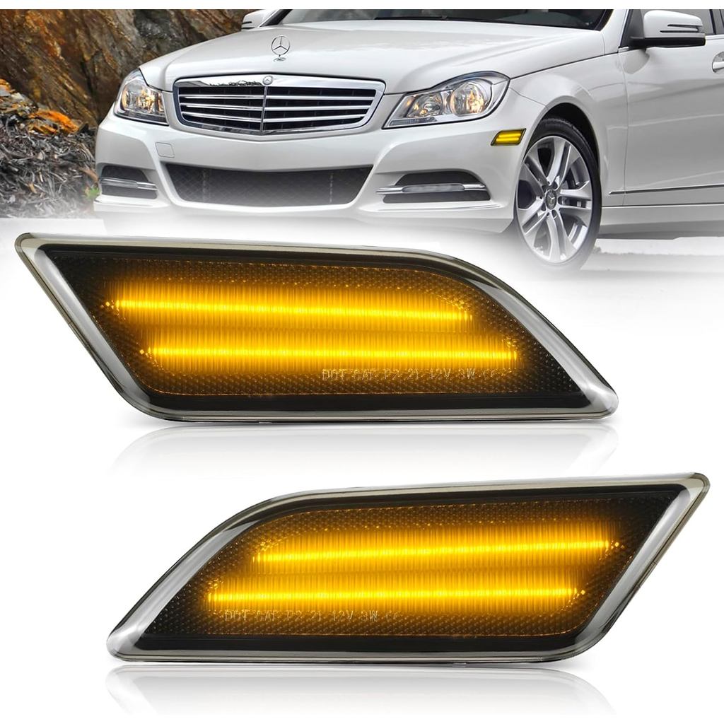 FENDER Đèn đánh dấu bên LED Tương thích với Mercedes Benz C-Class W204 C250 C300 C350 C63 AMG 2012 2