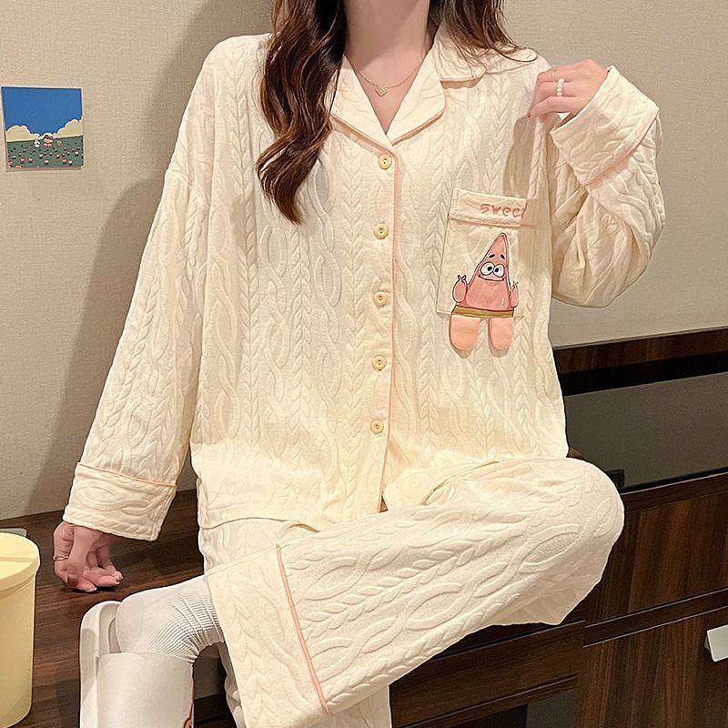 Pajamas Women's Spring and Autumn Korean Ins Style Long-Sleeved Trousers Good-looking Student Girl D