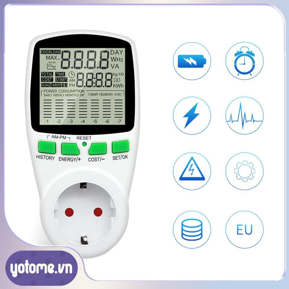 [Yotome.vn] Ổ cắm đồng hồ đo dòng điện 000KWh-9999KWh 50HZ 0.5W để tiết kiệm năng lượng (E)