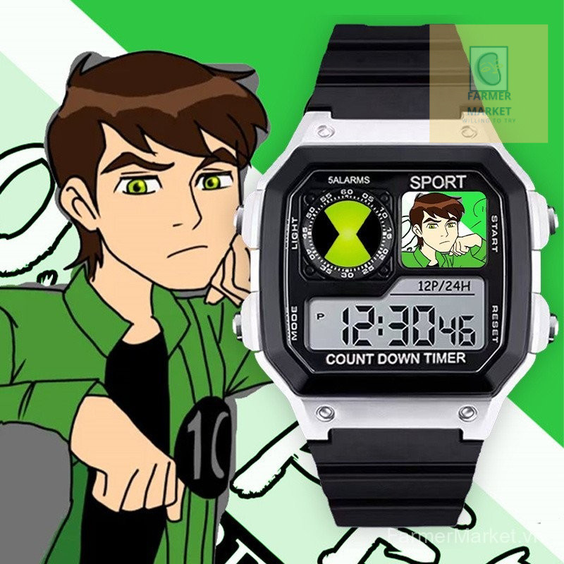 Sinh Viên Dạ Quang Đồng Hồ Báo Thức Đồng Hồ Thể Thao Ben10 Young Hacker Hộp Quà Tặng Bao Bì Quà Tặng