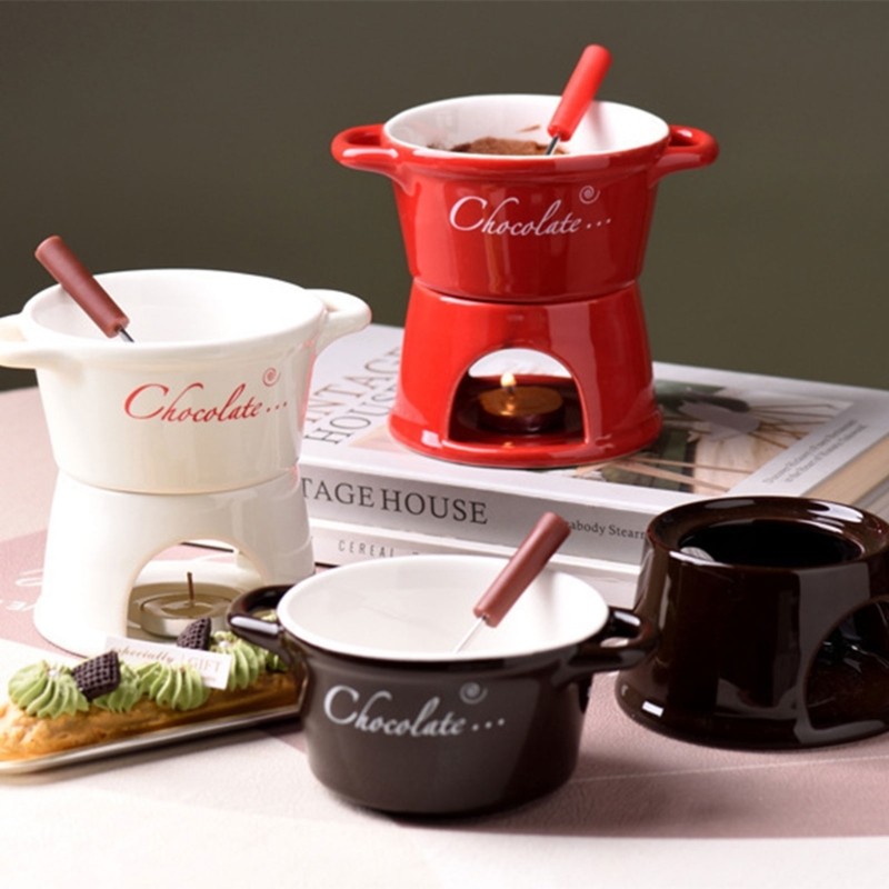 Ooh Cốc nóng chảy bằng gốm thanh lịch cho phô mai sô cô la Tuyệt vời cho ngày lễ