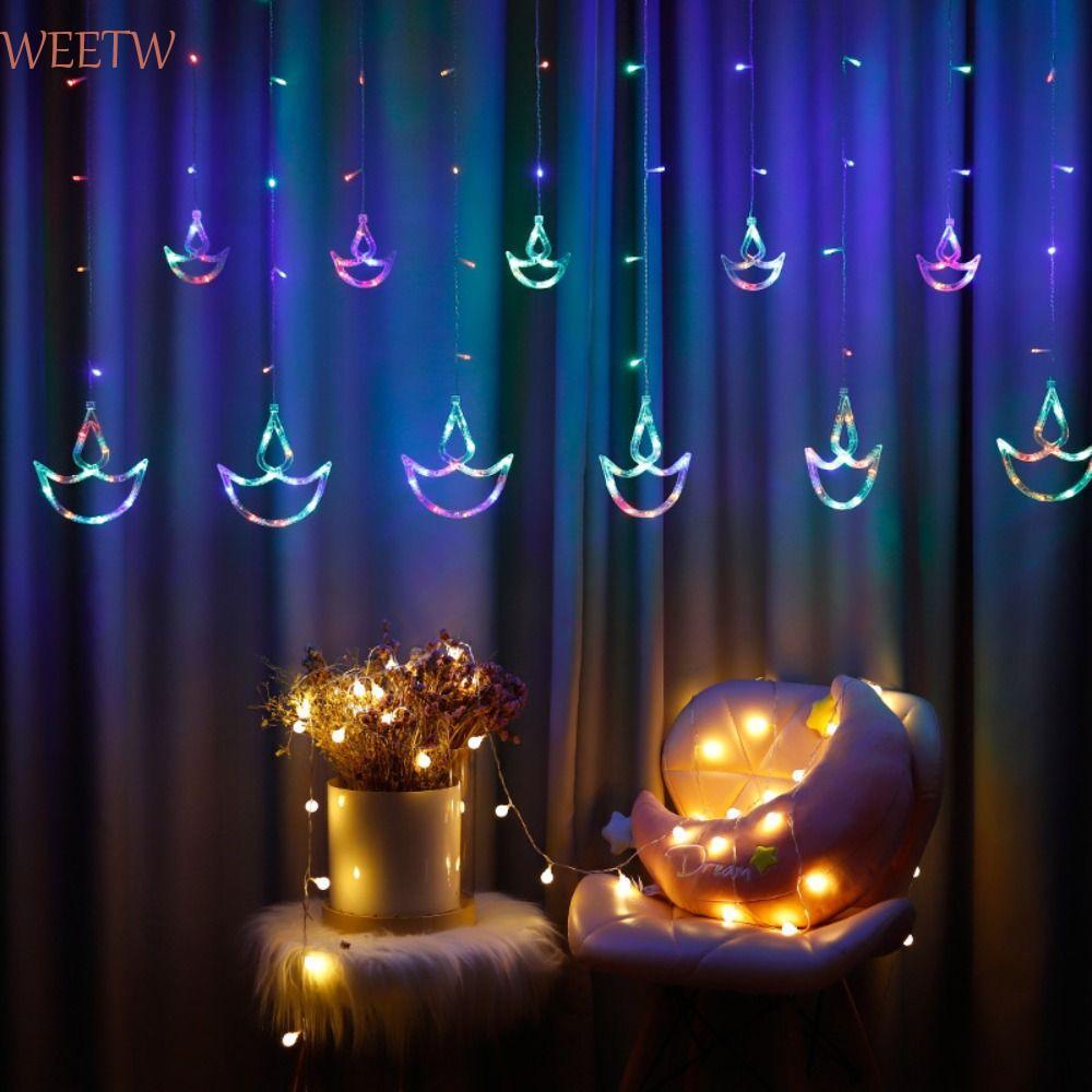 WEETW Diwali Light, USB Plug Happy Diwali Rèm Ánh Sáng, Lễ Hội Hồi Giáo Đêm rực rỡ Hình Trái Tim Dây