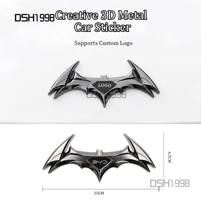 BYD Creative Bat Metal Car 3D Sticker ATTO 3 EA1 Dolphin ATTO 4 Seal