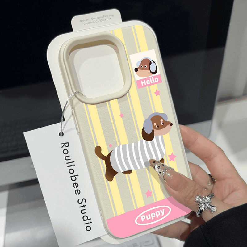 [Store Khuyến nghị] Dachshund sọc Thích hợp cho vỏ điện thoại Apple 17PRO iPhone16 Apple 14 / 13 / 1