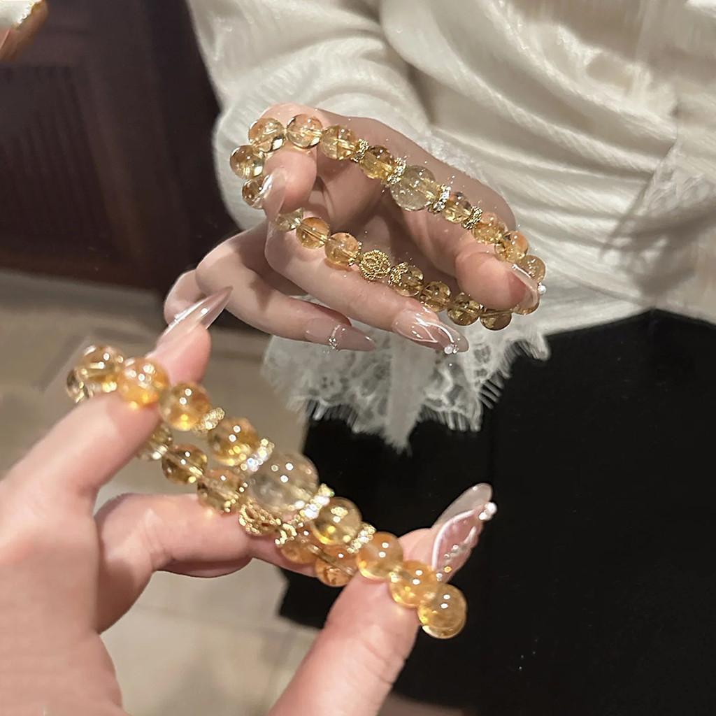 Vòng tay thạch anh rách vàng giả may mắn dành cho nữ Vòng tay thạch anh chùa vàng mới Vòng tay thạch