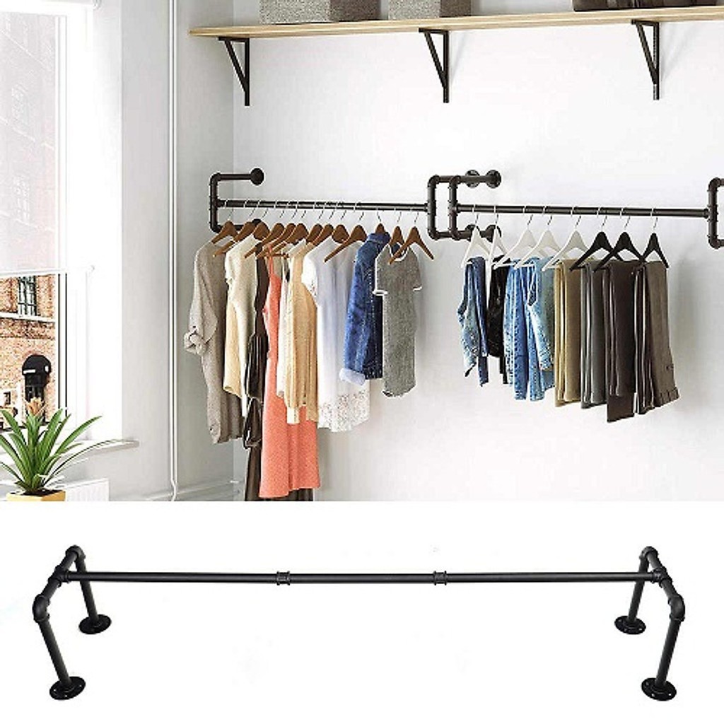 kệ ống nước Kệ treo gắn tường kiêm giá treo quần áo, ống sắt 3ly cứng cáp trang trí quán Quần Áo Gắn