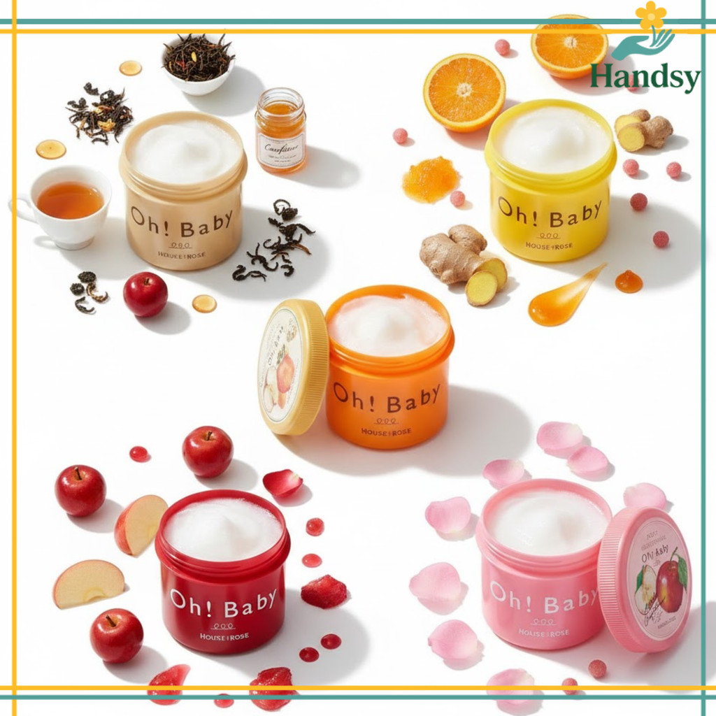 House of Rose OhBaby Body Smoother 350g - Hot Spring Scrub, Silk Powder, From Japan