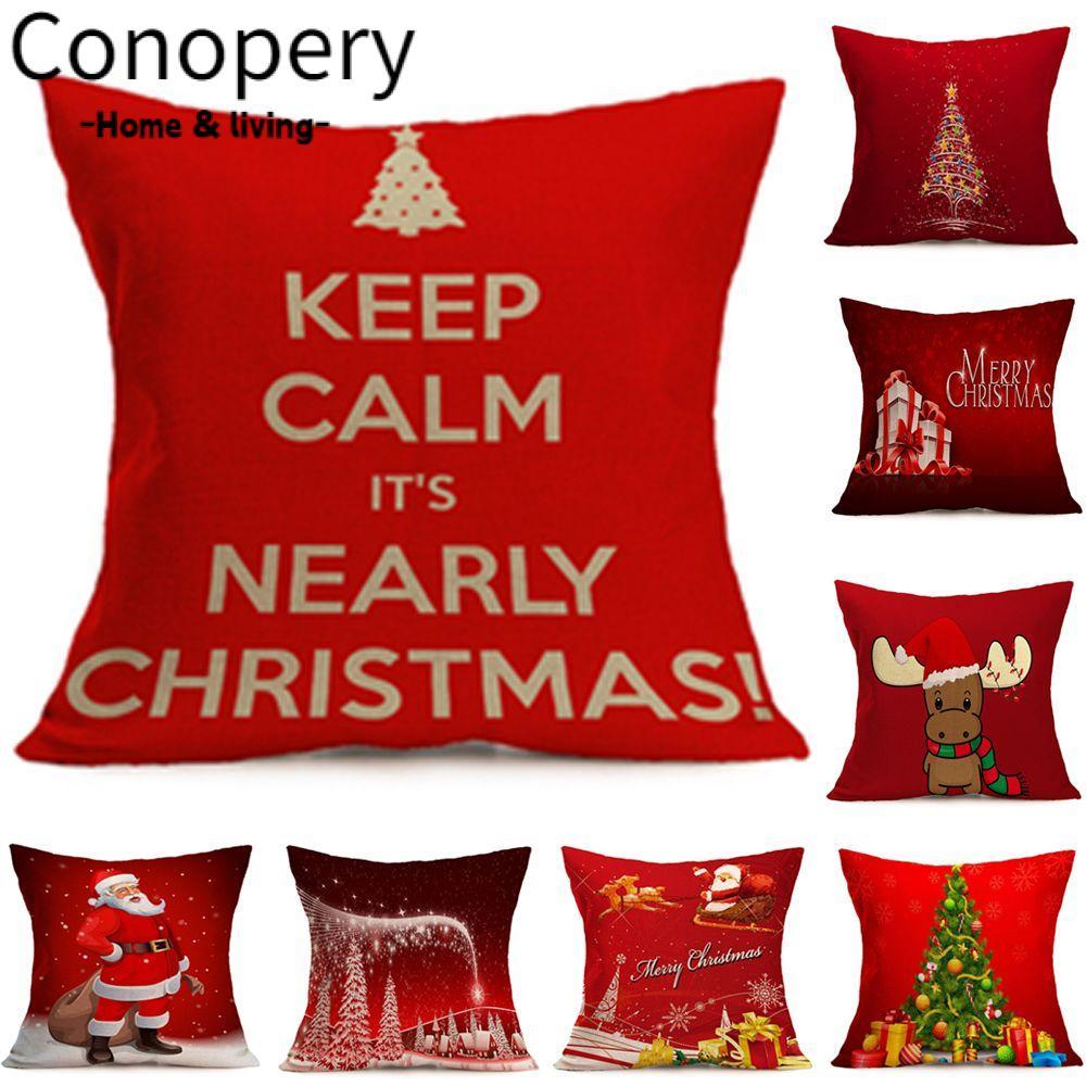 CONOPERY Đệm Quà Tặng Cotton Nhà Ô Tô Xmas Tree Santa Deer