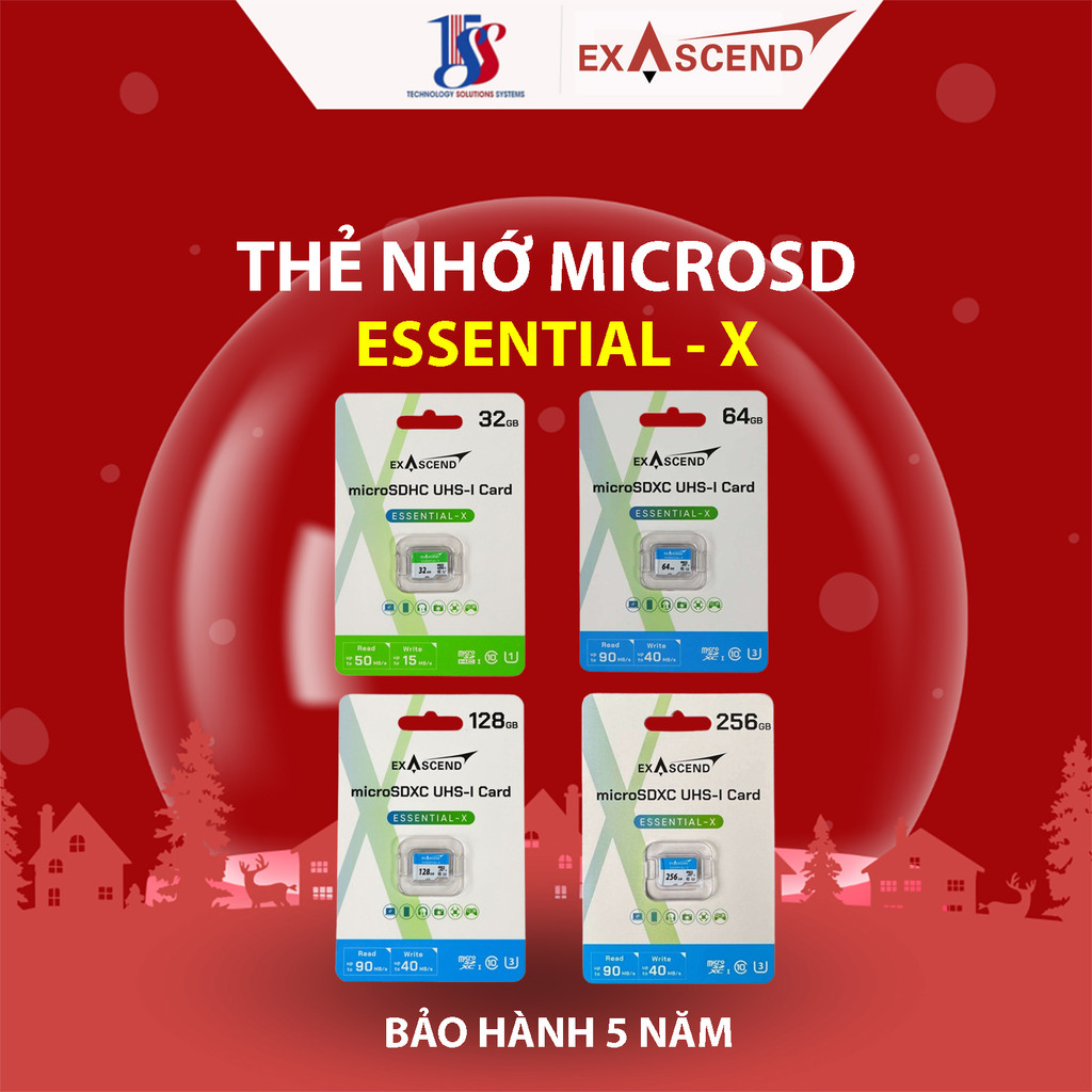 Thẻ nhớ MicroSD EXASCEND ESSENTIAL-X 32GB/64GB/128GB/256GB dòng thẻ cao cấp,độ bền bỉ cao,chịu nhiệt,hiệu suất ổn định