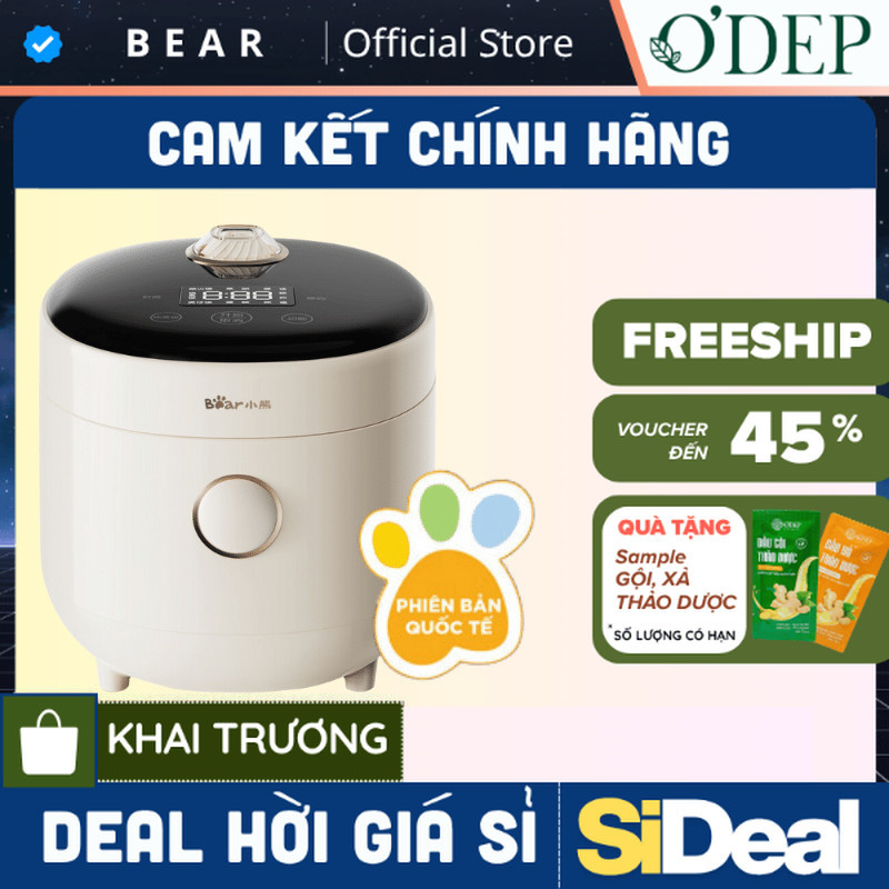 Nồi cơm điện Mini 1.6L (lòng nồi, 2 người ăn) Bear DFB-C16K1 - Hàng chính hãng - SIDEAL SIO