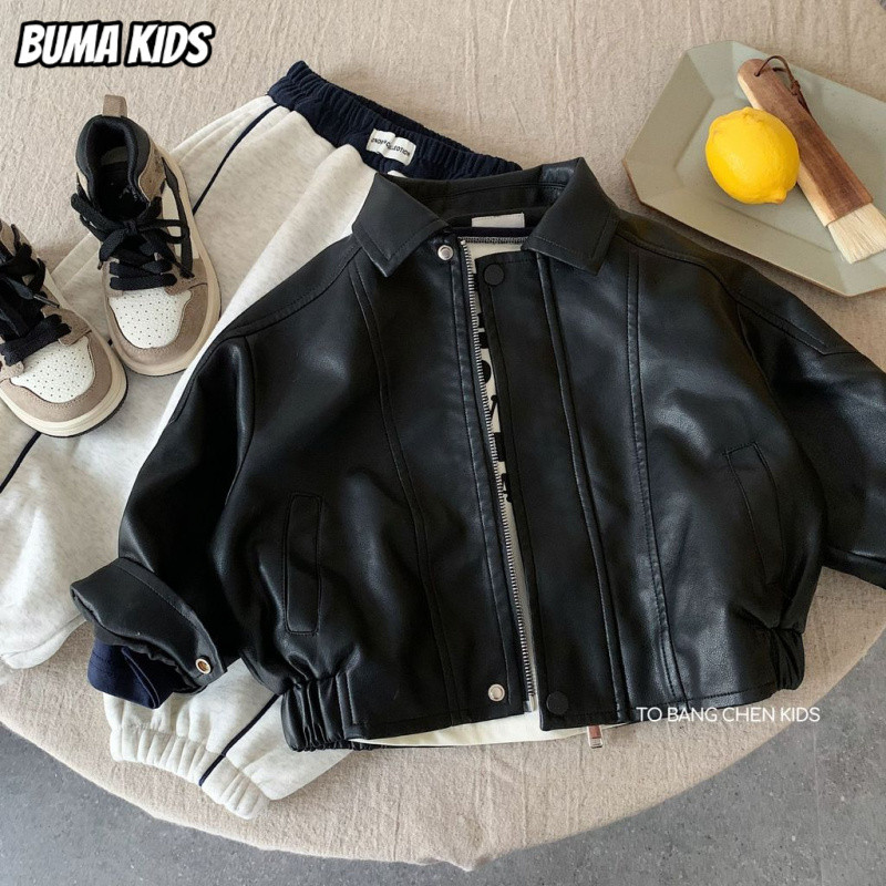 BUMA KIDS🔥Áo khoác nối coll da trẻ em, áo khoác dày, Zhili