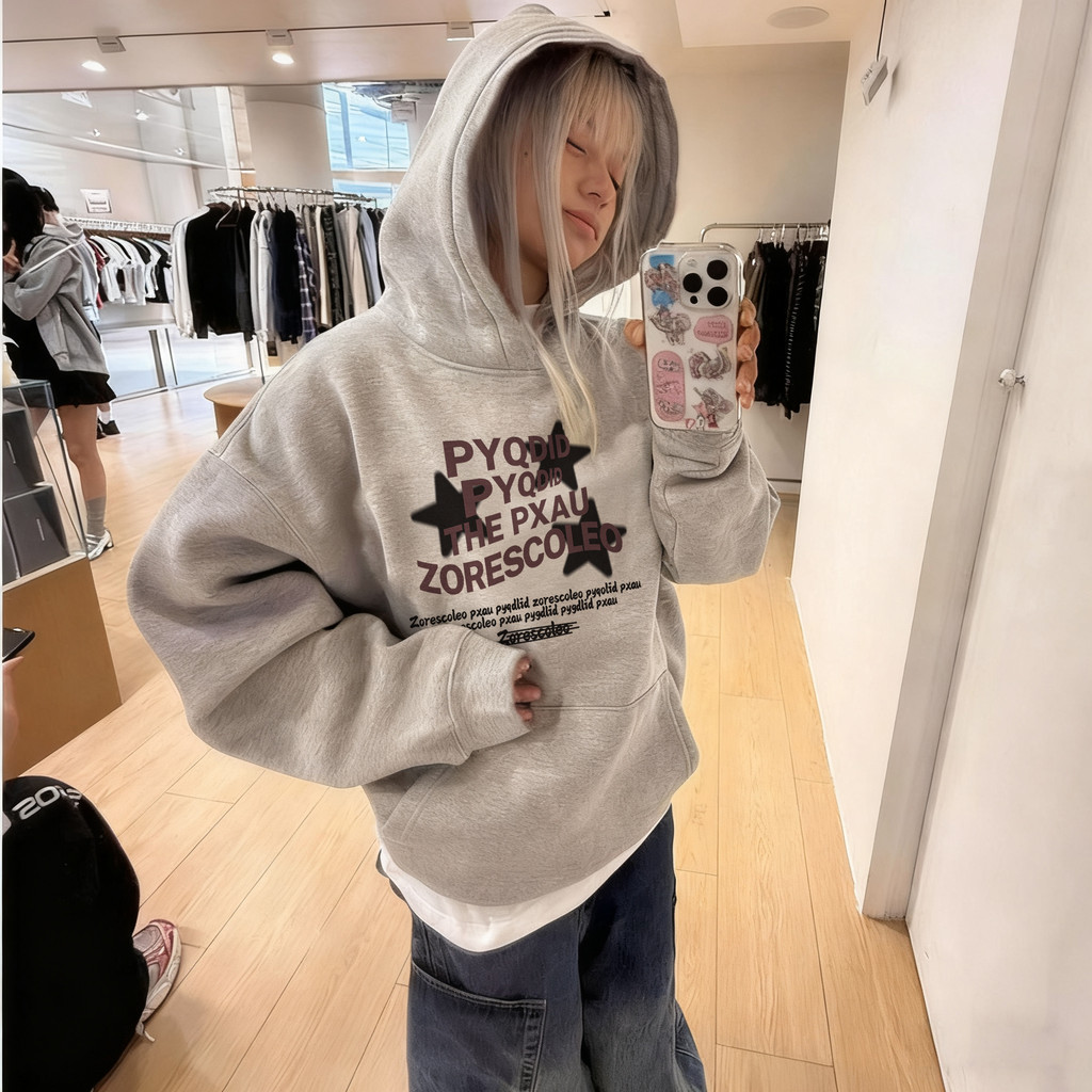 áo hoodie boxy nữ xám tiêu girl phố áo hoodie form rộng dày local brand Salute