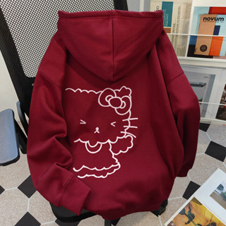  áo khoác mùa đông nữ màu đỏ cute dễ thương hello kitty áo khoác hoodie zip local brand Salmo 