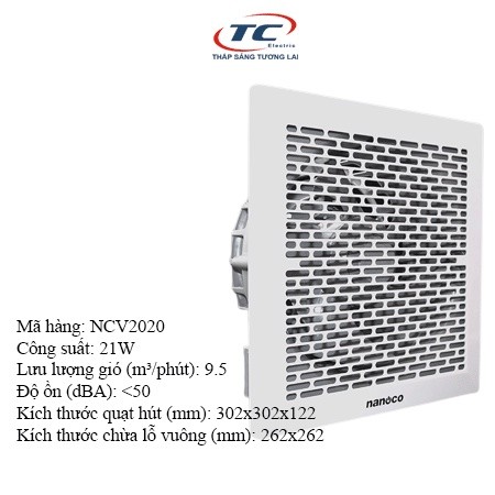 Quạt hút âm trần không ống dẫn Nanoco NCV2020