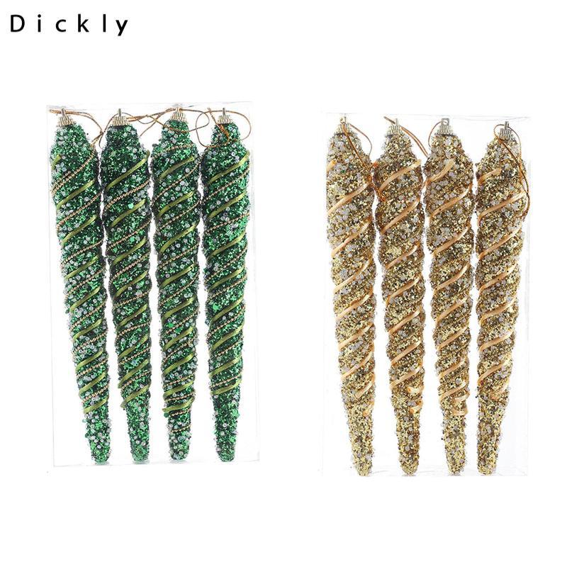 Dickly 4 Chiếc Lấp Lánh Icicle Baubles Treo Đồ Trang Trí Bọt Lấp Lánh Icicle Trang Trí Tiệc Cây Gián