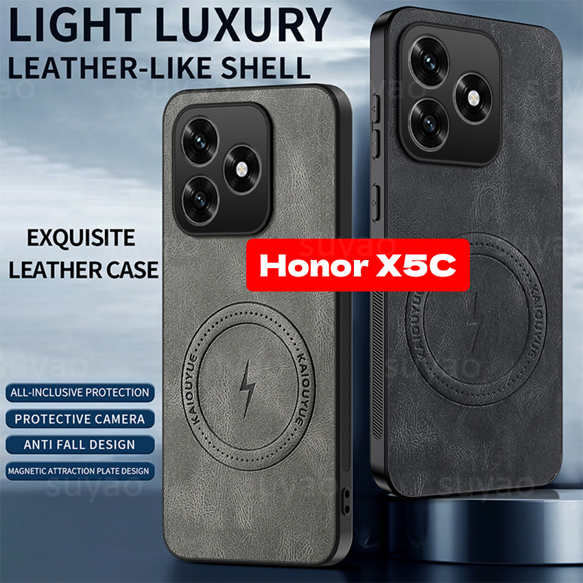 Từ Da Mờ Cho Honor X5C Plus X5CPlus 2025 Ốp Điện Thoại Sạc Không Dây Sang Trọng Vỏ HonorX5C HonorX5C