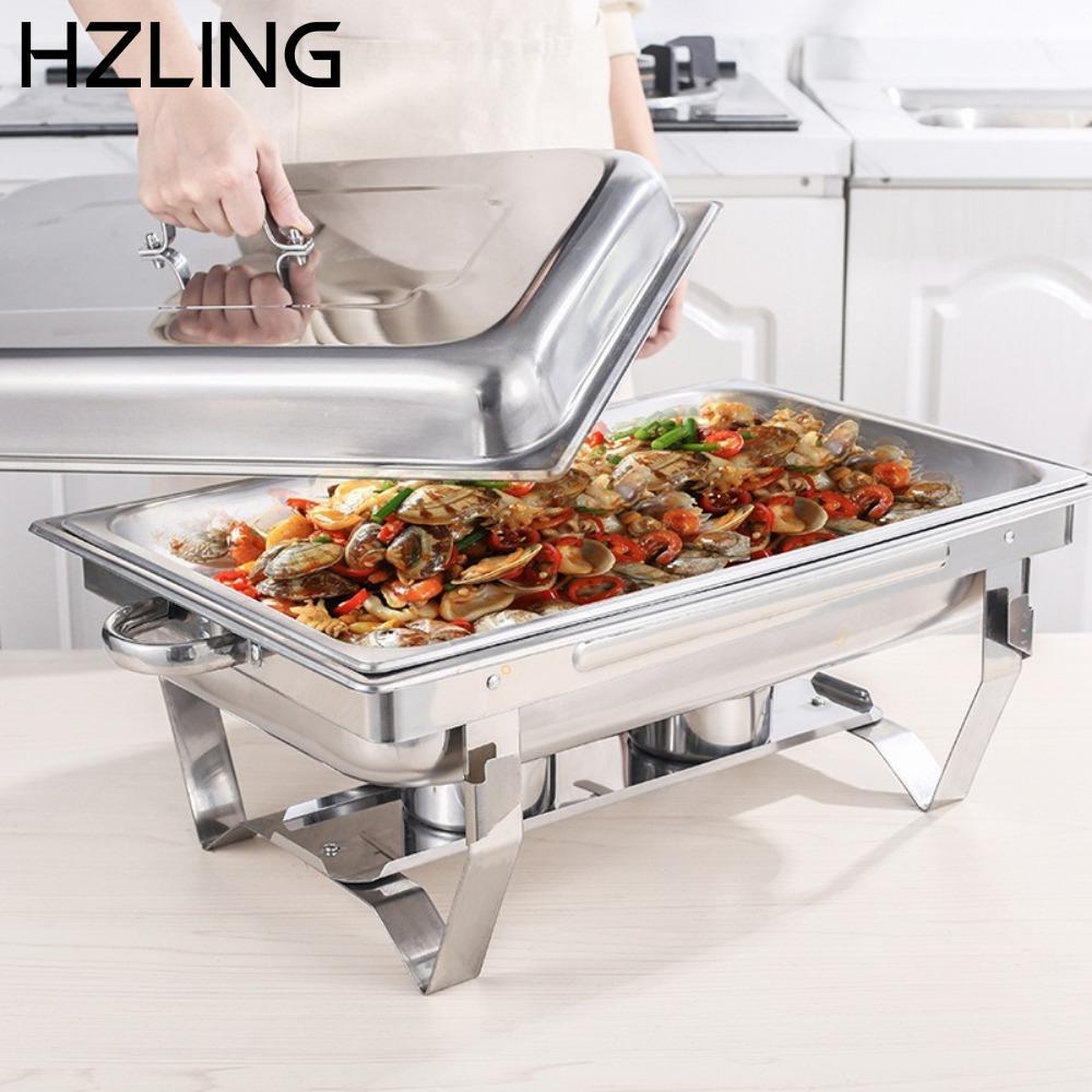 Máy hâm nóng thức ăn Buffet HZLING, 1 / 2 / 3 Lưới hình chữ nhật Buffet Chafing Dish, Đĩa bếp tự chọn đa chức năng có thể gập lại bền bỉ