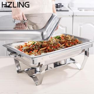 Máy hâm nóng thức ăn Buffet HZLING, 1 / 2 / 3 Lưới hình chữ nhật Buffet Chafing Dish, Đĩa bếp tự chọn đa chức năng có thể gập lại bền bỉ