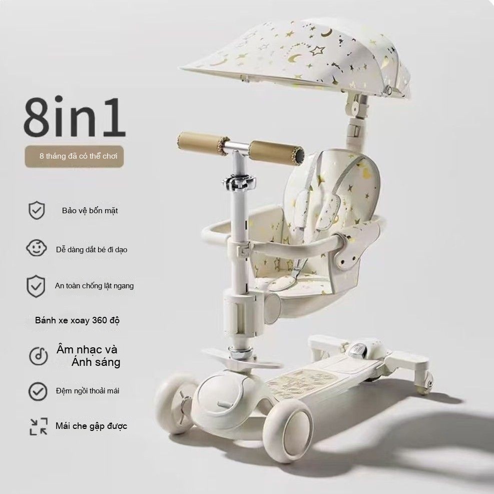 Xe Scooter 6 trong 1 cho trẻ em, xe trượt đa chức năng cho trẻ từ 1-7 tuổi