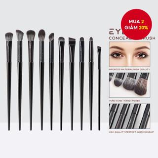  Bộ cọ phấn mắt 10 màu đen chuyên nghiệp Bút kẻ mắt Kem che khuyết điểm Kem đánh sáng Tạo trang điểm mắt tinh tế 