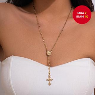  Vòng cổ chữ thập dài cổ điển với mặt dây chuyền tua rua thời trang nữ Quà tặng trang sức đa năng 