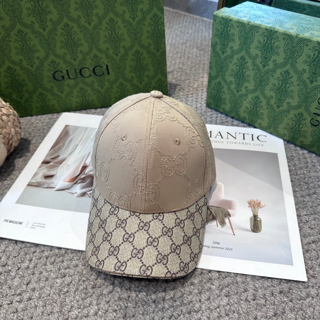 Mũ bóng chày nữ GG Thêu mũ bóng chày Gucci Kaki CP chất lượng cao