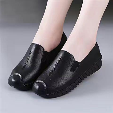 PB3 Runtip Kasut Jururawat Putih Giày Y Tá Slip Buckle Giày Đế Bằng Y Tá Giày Đen