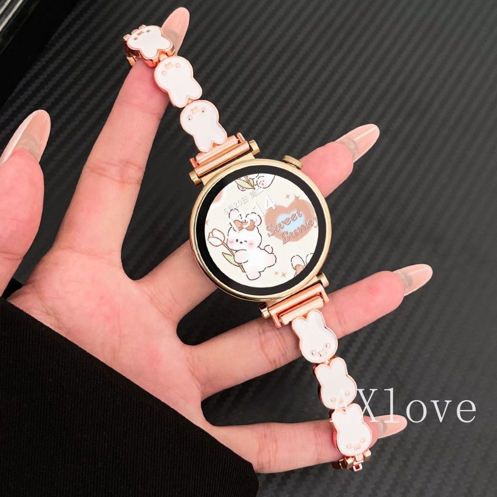 18 20mm 22mm Thỏ Nhỏ Dây Xích Kim Loại Vòng Tay Cho Samsung Galaxy Watch 7 6 5 4 3 40 44mm 8 Cổ Điển
