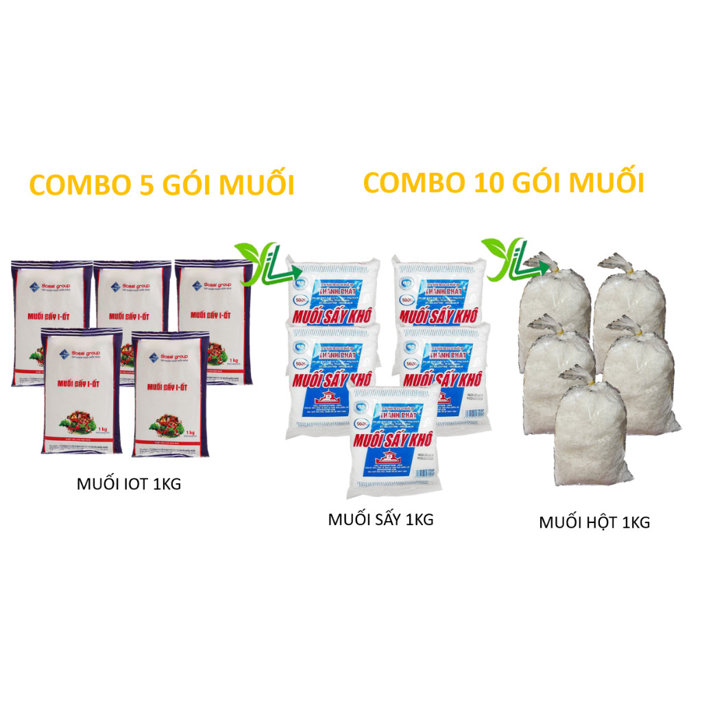 [COMBO 5-10 GÓI] Muối Iot, Muối Sấy Thành Phát, Muối Hột, Muối Bọt Trắng