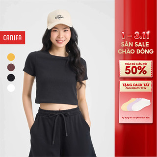  Áo phông nữ CANIFA áo thun ngắn tay croptop dáng ôm 6TS24S002 