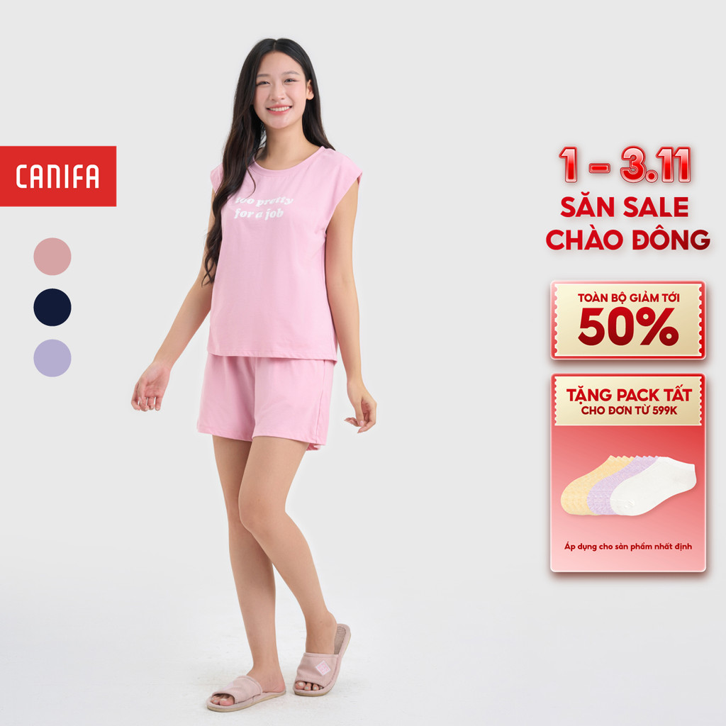 Bộ mặc nhà nữ có hình in CANIFA 6LS25S001