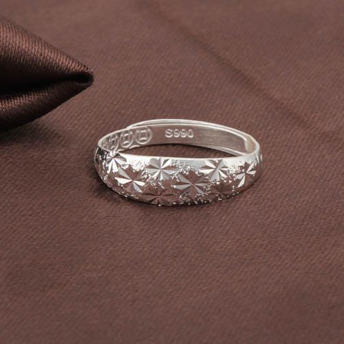 Nhẫn bạc 999 nguyên chất nam nữ, thiết kế gypsophila mờ mở bóng - Mã 11.7.3